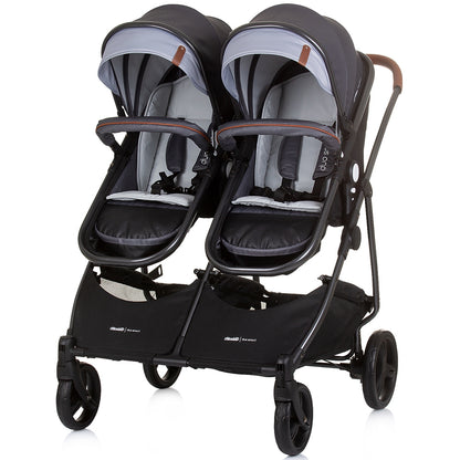 Carucior gemeni Chipolino Duo Smart 3 in 1 silver grey