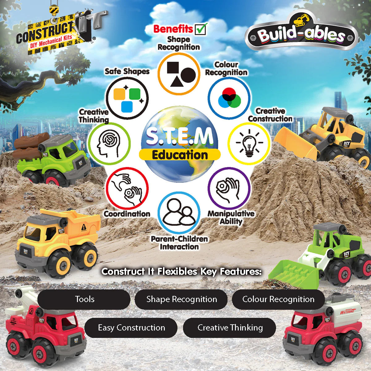 Kit STEM de construit Utilaje forestiere 2 in 1