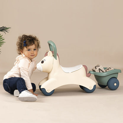 Masinuta de impins Smoby Pony cu remorca