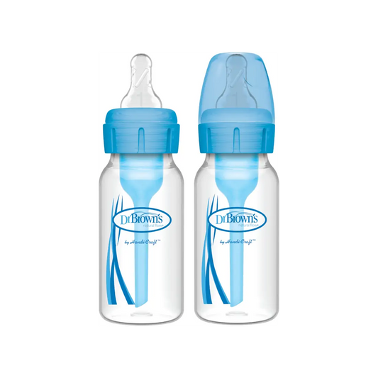 Pachet Biberoane din plastic, Anti-Colici cu Gat Ingust "Options Plus"  120 ml. (2 pack), Albastru