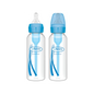 Pachet Biberoane din plastic, Anti-Colici cu Gat Ingust "Options Plus" de 250 ml. (2-Pack) Albastru