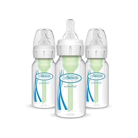 Pachet Biberoane din plastic Anti-Colici cu Gat Ingust, 120 ml. "Options Plus" (3 pack)