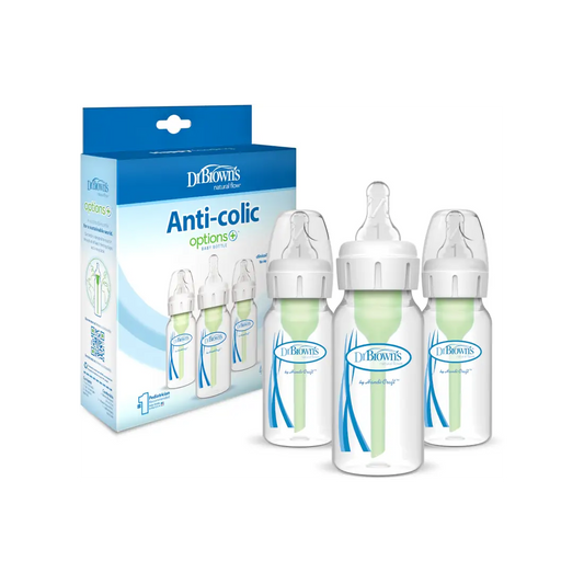 Pachet Biberoane din plastic Anti-Colici cu Gat Ingust, 120 ml. "Options Plus" (3 pack)