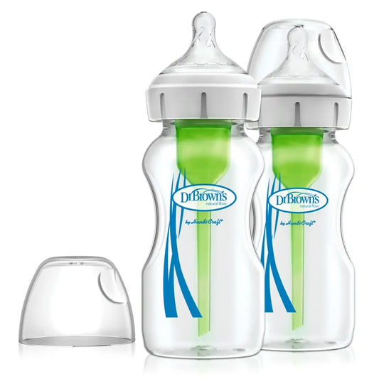 Pachet Biberoane Anti-Colici cu Gat Larg â€Options Plusâ€ din sticla 270 ml. (2 pack)