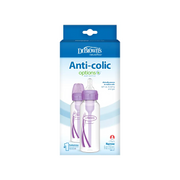 Pachet Biberoane din plastic, Anti-Colici cu Gat Ingust â€Options Plusâ€ ï¿½ de 250 ml. (2 pack) Violet
