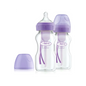 Pachet Biberoane din plastic, Anti-Colici Gat Larg "Options Plus" 270 ml. Violet (2-Pack)