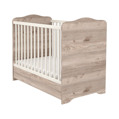 Patut copii din lemn cu sertar Hubners Sofia 120x60 cm crem nisip