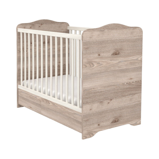Patut copii din lemn cu sertar Hubners Sofia 120x60 cm crem nisip