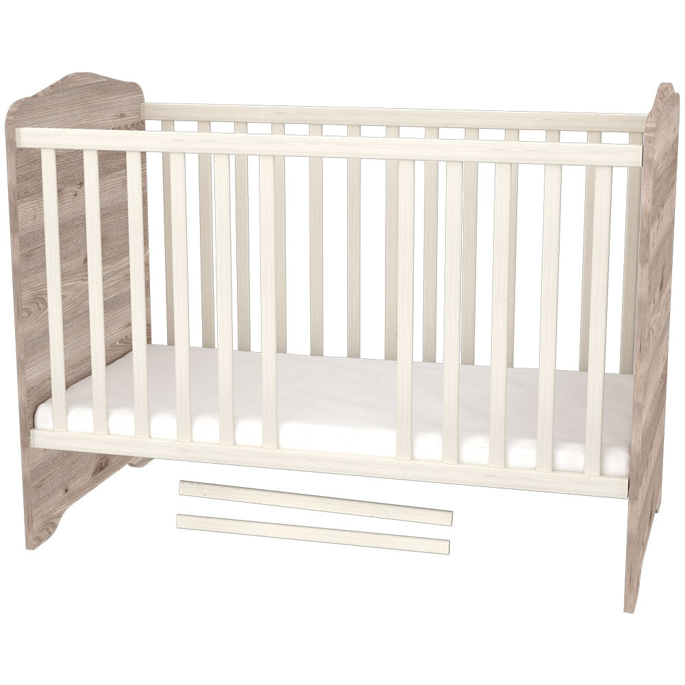 Patut copii din lemn cu sertar Hubners Sofia 120x60 cm crem nisip