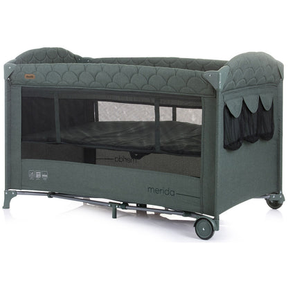 Patut pliabil Chipolino Merida aloe linen cu laterala culisanta