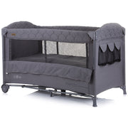 Patut pliabil Chipolino Merida graphite linen cu laterala culisanta