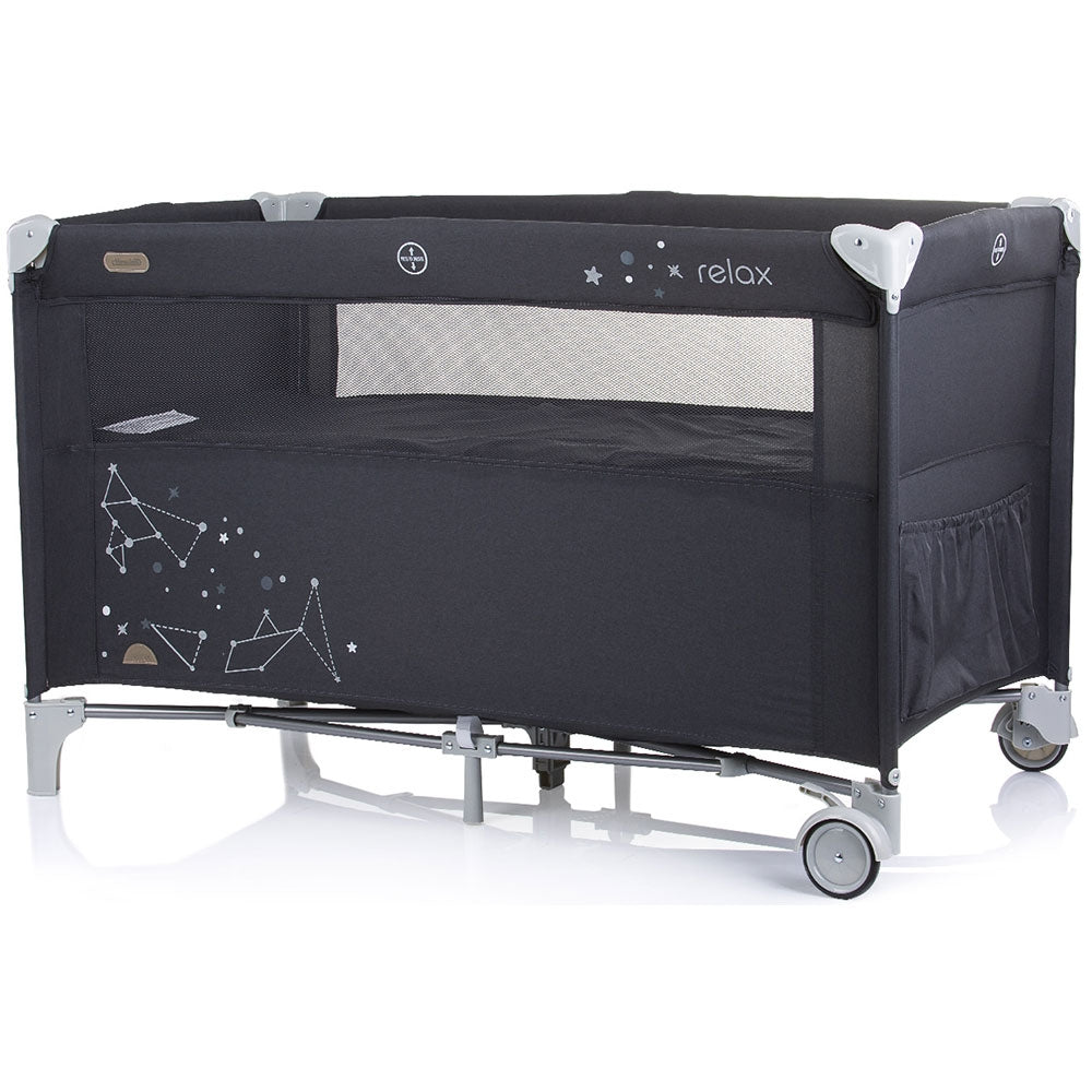 Patut pliabil Chipolino Relax ebony linen cu laterala culisanta