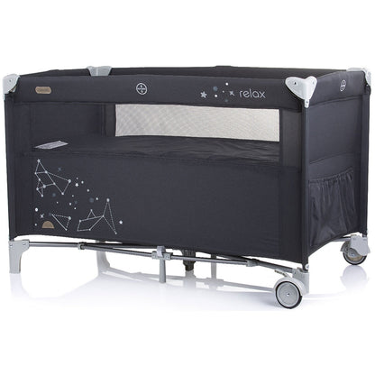 Patut pliabil Chipolino Relax ebony linen cu laterala culisanta