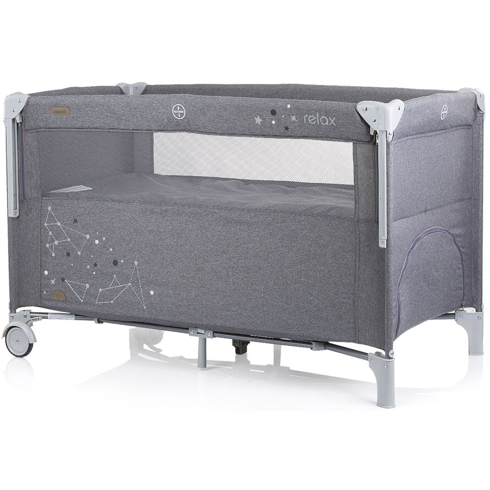 Patut pliabil Chipolino Relax glacier linen cu laterala culisanta