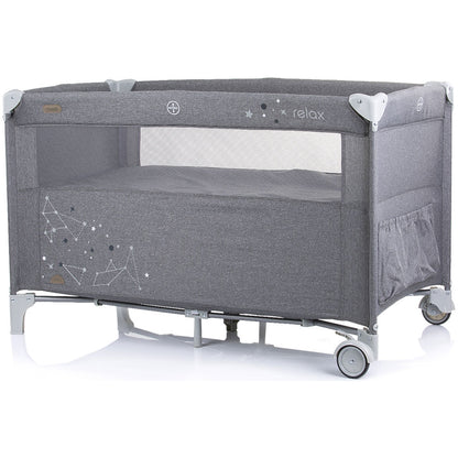 Patut pliabil Chipolino Relax glacier linen cu laterala culisanta