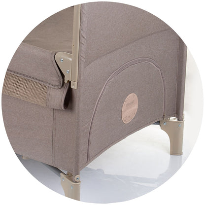 Patut pliabil Chipolino Relax macadamia linen cu laterala culisanta