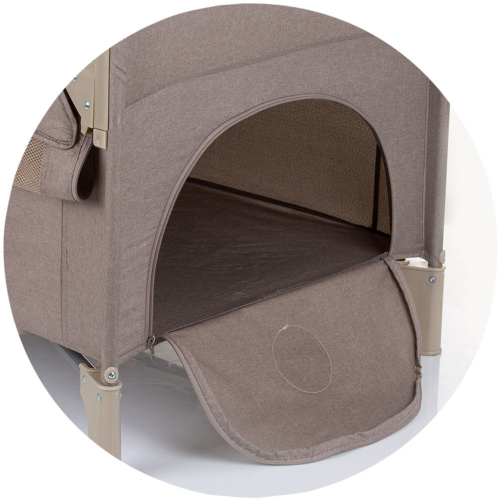 Patut pliabil Chipolino Relax macadamia linen cu laterala culisanta