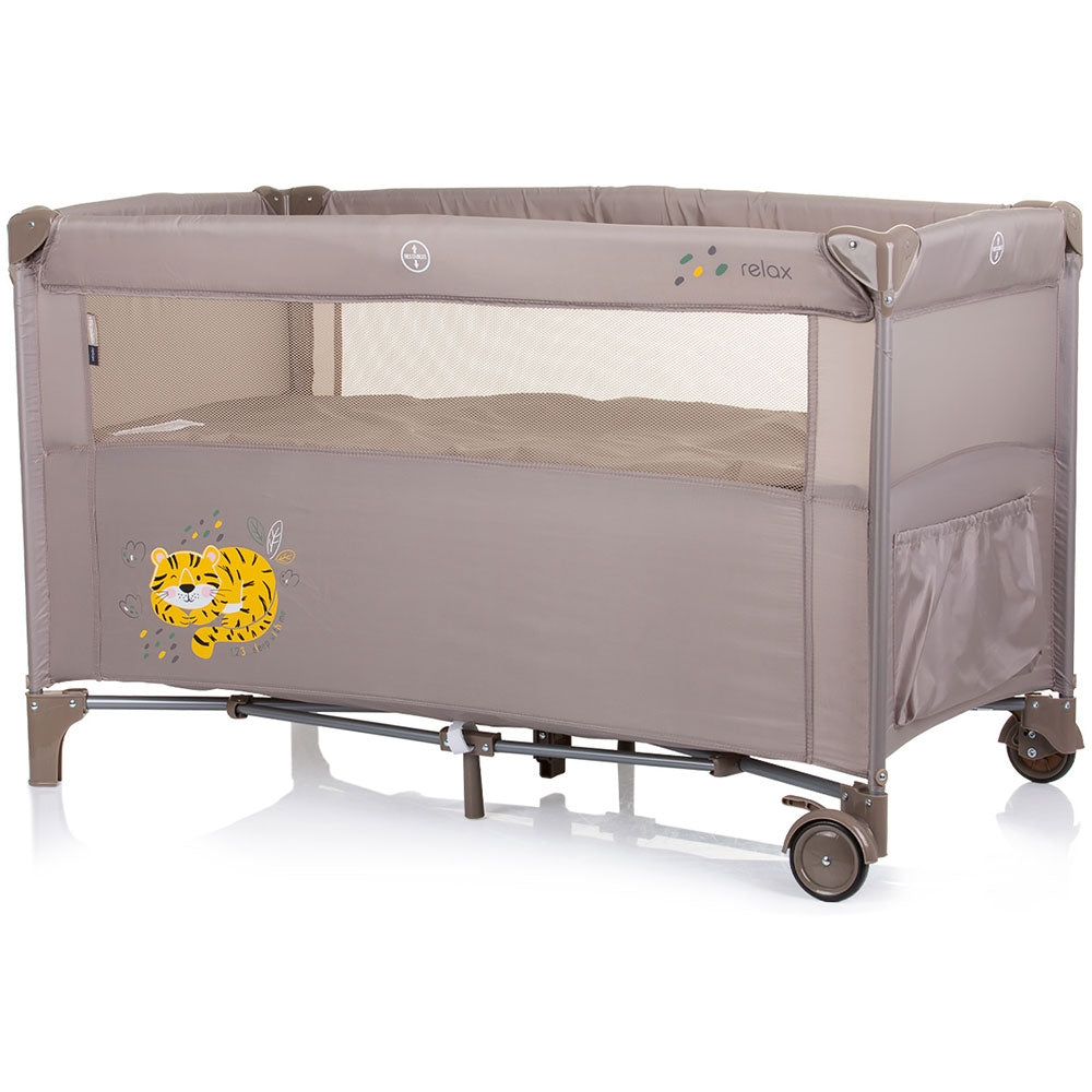 Patut pliabil Chipolino Relax macadamia cu laterala culisanta
