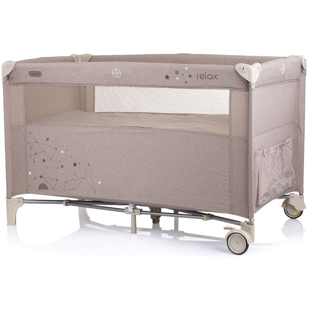 Patut pliabil Chipolino Relax sand linen cu laterala culisanta