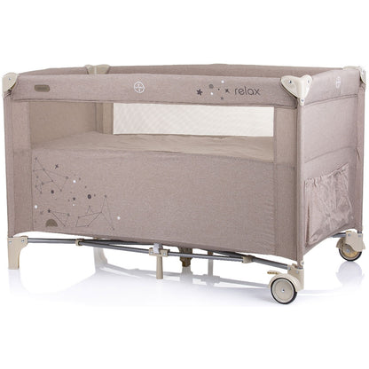 Patut pliabil Chipolino Relax sand linen cu laterala culisanta
