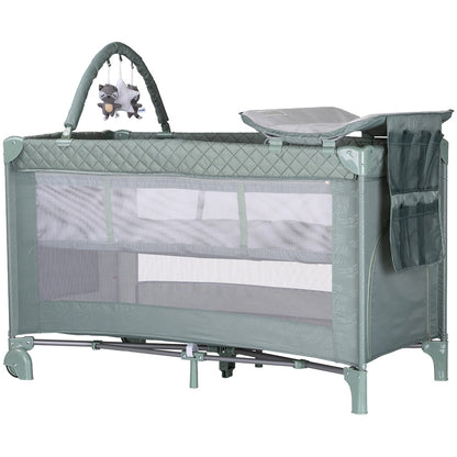 Patut pliabil cu saltea de infasat Chipolino Luna basil