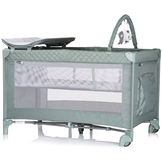 Patut pliabil cu saltea de infasat Chipolino Luna basil