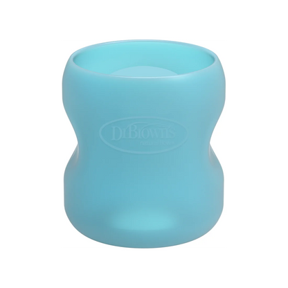 Protectie din silicon pentru biberon din sticla cu Gat Larg 150 ml., Albastra