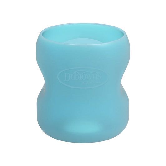 Protectie din silicon pentru biberon din sticla cu Gat Larg 150 ml., Albastra