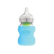 Protectie din silicon pentru biberon din sticla cu Gat Larg 150 ml., Albastra