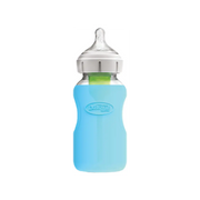 Protectie din silicon pentru biberon din sticla cu Gat Larg 270 ml., Albastra