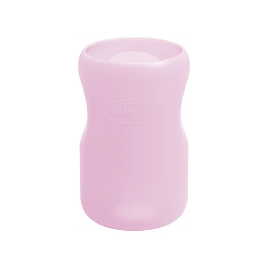 Protectie din silicon pentru biberon din sticla cu Gat Larg 270 ml., Roz