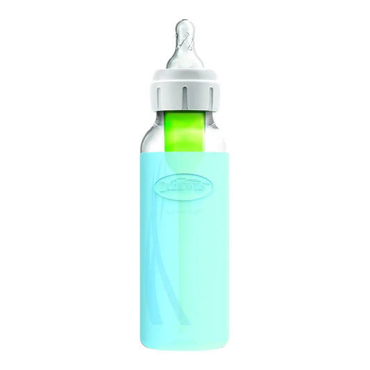 Protectie din silicon pentru biberon Gat Ingust din sticla 250 ml., albastru