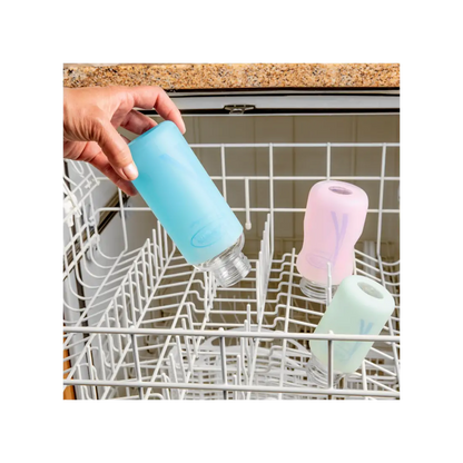 Protectie din silicon pentru biberon Gat Ingust din sticla 250 ml., albastru