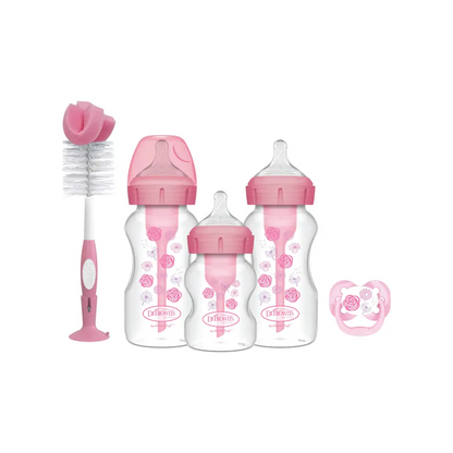 Set Promotional Biberoane din plastic, Anti-Colici cu Gat Larg "Options +", Roz