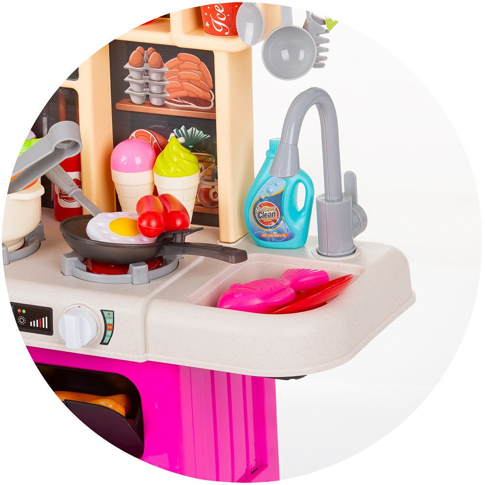 Set jucarie Chipolino Kitchen 87 cm cu sistem de curgere apa, lumini, sunete si 63 accesorii