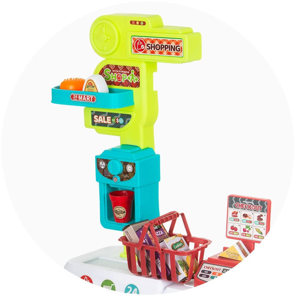 Set jucarie Chipolino Supermarket 87 cm cu lumini, sunete si 81 accesorii