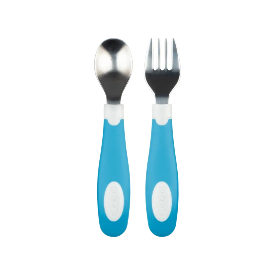 Set lingura si furculita Soft-Grip, albastru 12 luni+