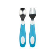 Set lingura si furculita Soft-Grip, albastru 12 luni+