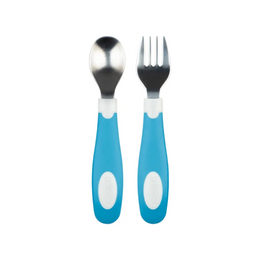 Set lingura si furculita Soft-Grip, albastru 12 luni+