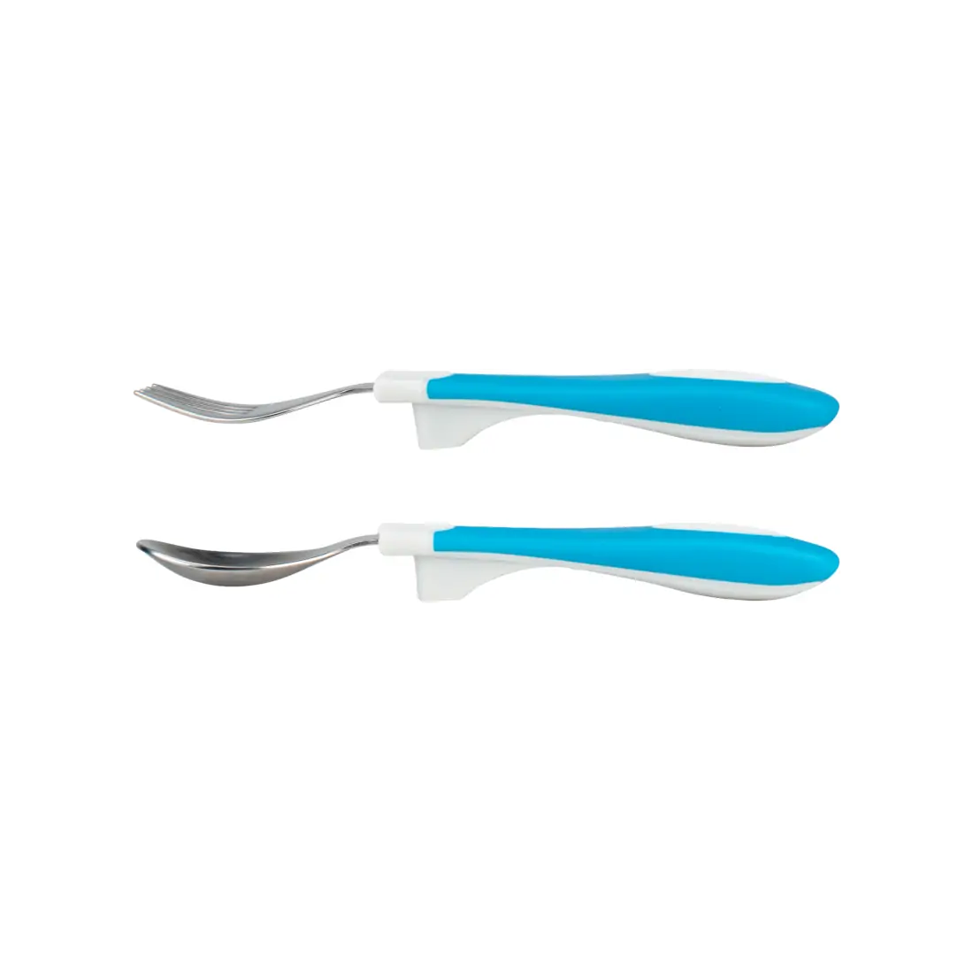 Set lingura si furculita Soft-Grip, albastru 12 luni+