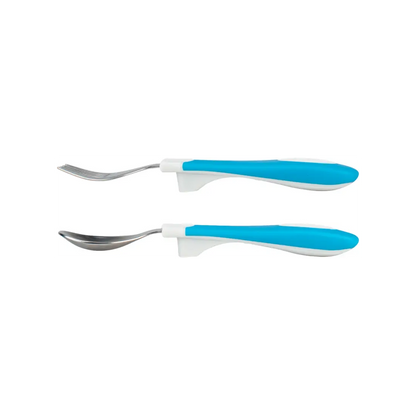 Set lingura si furculita Soft-Grip, albastru 12 luni+