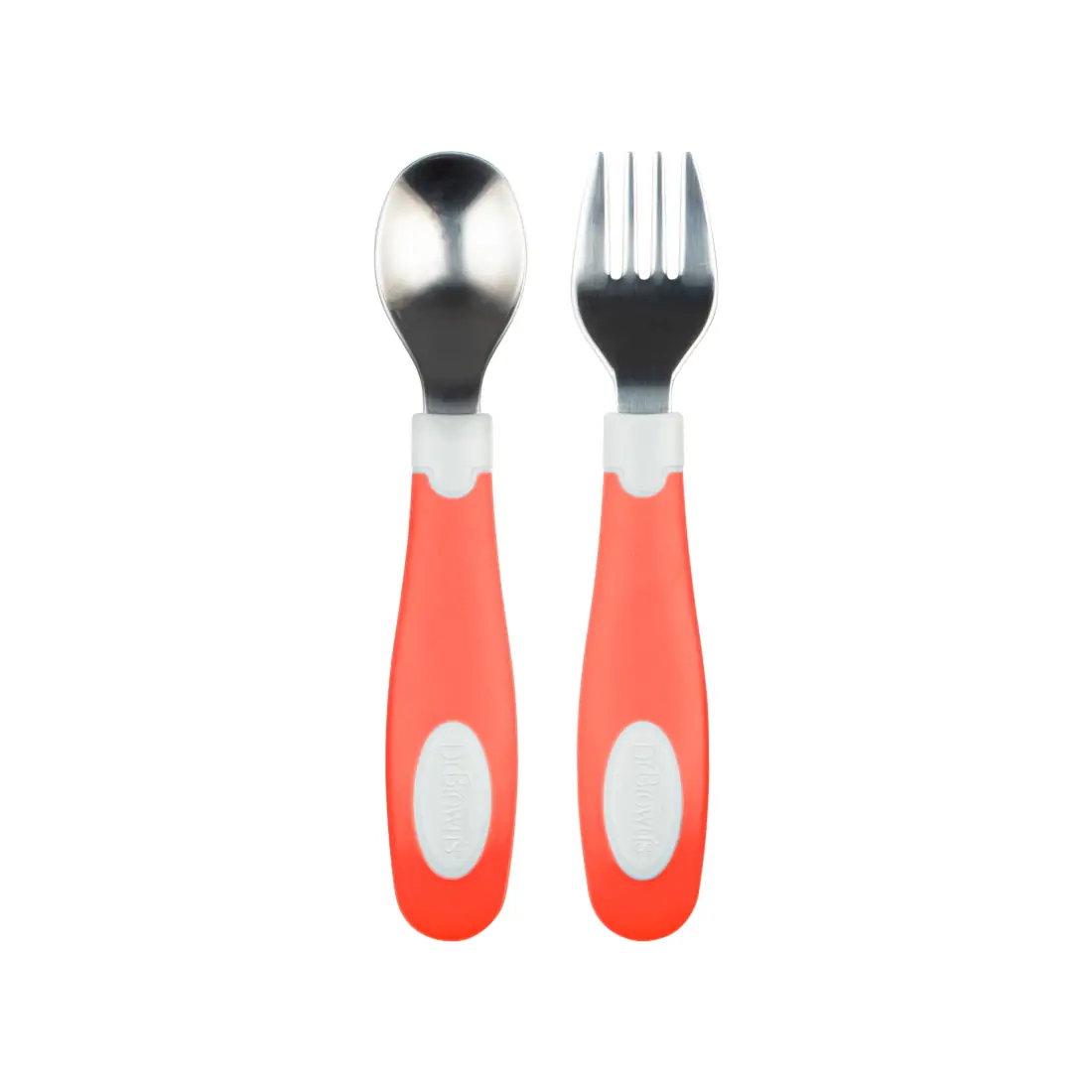 Set lingura si furculita Soft-Grip, rosu 12 luni+
