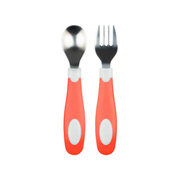 Set lingura si furculita Soft-Grip, rosu 12 luni+