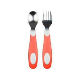 Set lingura si furculita Soft-Grip, rosu 12 luni+