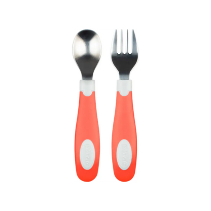 Set lingura si furculita Soft-Grip, rosu 12 luni+