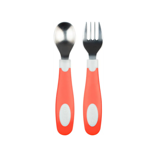 Set lingura si furculita Soft-Grip, rosu 12 luni+