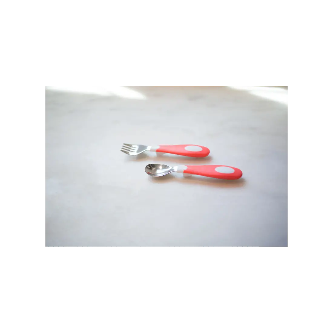 Set lingura si furculita Soft-Grip, rosu 12 luni+