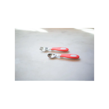 Set lingura si furculita Soft-Grip, rosu 12 luni+