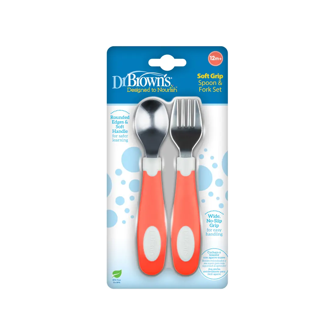 Set lingura si furculita Soft-Grip, rosu 12 luni+