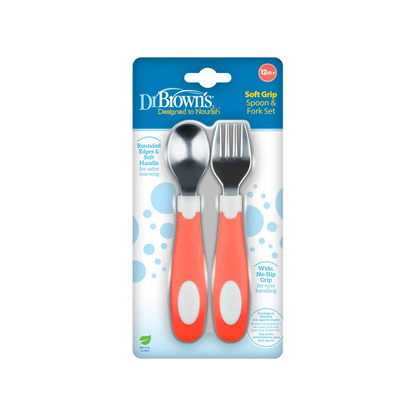 Set lingura si furculita Soft-Grip, rosu 12 luni+